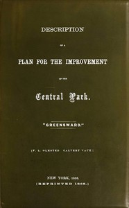 Cover of Description of a plan for the improvement of the Central Park