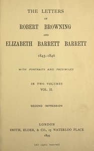 Cover of The letters of Robert Browning and Elizabeth Barrett Barrett, Vol. 2 (of 2) 1845-1846