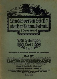 Cover of Landesverein Sächsischer Heimatschutz — Mitteilungen Band XIV, Heft 5-6 : $b Monatsschrift für Heimatschutz, Volkskunde und Denkmalpflege