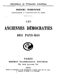 Cover of Les anciennes démocraties des Pays-Bas