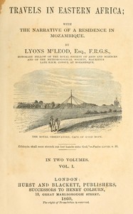 Cover of Travels in Eastern Africa, volume 1 (of 2) : $b with the narrative of a residence in Mozambique