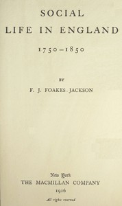Cover of Social life in England, 1750-1850