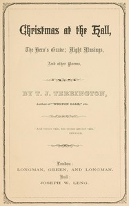 Cover of Christmas at the hall : $b The hero's grave; Night musings, and other poems