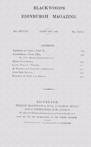 Cover of Blackwood's Edinburgh Magazine, Vol. 93, No. 568, February, 1863