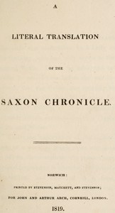 Cover of A literal translation of the Saxon chronicle