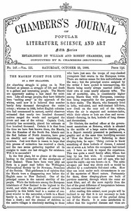 Cover of Chambers's Journal of Popular Literature, Science, and Art, fifth series, no. 147, vol. III, October 23, 1886