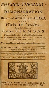 Cover of Physico-theology : $b Or, a demonstration of the being and attributes of God, from His works of creation