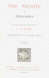Cover of The nights of Straparola, volume 1 [of 2]