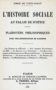 Cover of L'histoire sociale au Palais de justice. Plaidoyers philosophiques