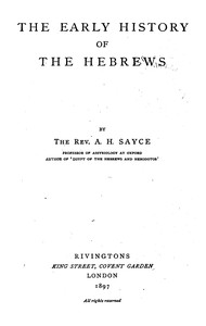 Cover of The early history of the Hebrews