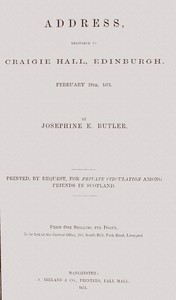 Cover of Address, delivered in Craigie Hall, Edinburgh, February 24th, 1871