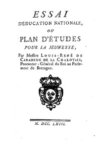 Cover of Essai d'éducation nationale, ou, plan d'études pour la jeunesse