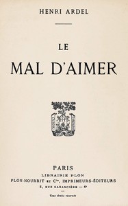 Cover of Le mal d'aimer