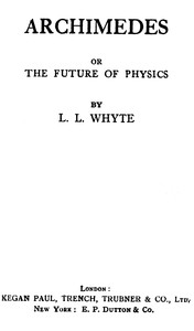 Cover of Archimedes; or, the future of physics