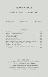 Cover of Blackwood's Edinburgh Magazine, Vol. 67, No. 413, March, 1850