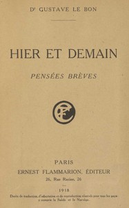 Cover of Hier et demain : $b pensées brèves
