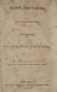 Cover of Scots proverbs, ancient and modern, selected from Allan Ramsay and others