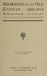 Cover of Memories of an Old Etonian, 1860-1912