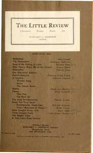 Cover of The Little Review, June-July 1916 (Vol. 3, No. 4)