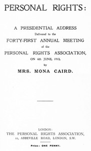 Cover of Personal rights : $b A presidential address delivered to the forty-first annual meeting of the Personal Rights Association on 6th June 1913