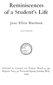 Cover of Reminiscences of a student's life