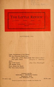 Cover of The Little Review, September 1916 (Vol. 3, No. 6)
