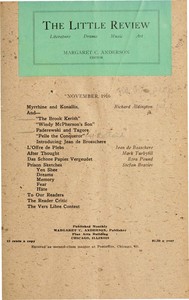 Cover of The Little Review, November 1916 (Vol. 3, No. 7)