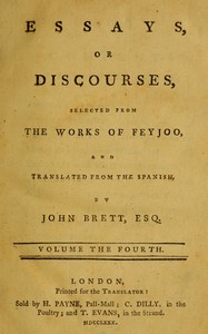 Cover of Essays, or discourses, vol. 4 (of 4) : $b Selected from the works of Feyjoo, and translated from the Spanish