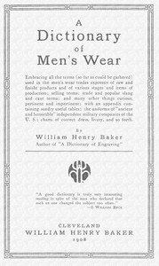 Cover of A dictionary of men's wear