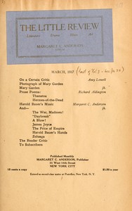 Cover of The Little Review, March 1917 (Vol. 3, No. 9)