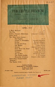 Cover of The Little Review, April 1917 (Vol. 3, No. 10)