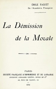 Cover of La démission de la morale