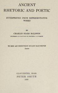 Cover of Ancient rhetoric and poetic : $b Interpreted from representative works