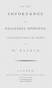 Cover of Of the importance of religious opinions