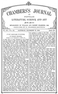 Cover of Chambers's Journal of Popular Literature, Science, and Art, fifth series, no. 155, vol. III, December 18, 1886