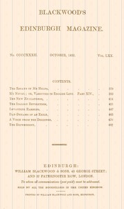 Cover of Blackwood's Edinburgh Magazine, Vol. 70, No. 432, October, 1851