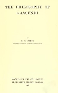 Cover of The philosophy of Gassendi