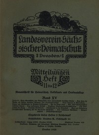 Cover of Landesverein Sächsischer Heimatschutz — Mitteilungen Band XV, Heft 11–12 : $b Monatsschrift für Heimatschutz, Volkskunde und Denkmalpflege