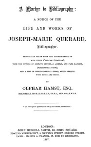 Cover of A martyr to bibliography : $b A notice of the life and works of Joseph-Marie Quérard, bibliographer.