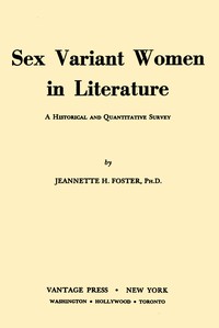 Cover of Sex variant women in literature : $b A historical and quantitative survey