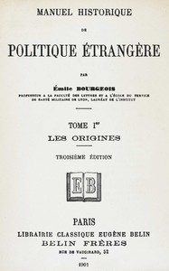 Cover of Manuel historique de politique étrangère, tome Ier [de 4] : $b les origines