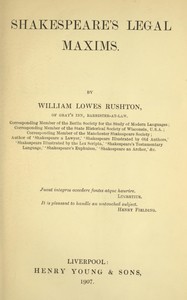 Cover of Shakespeare's legal maxims