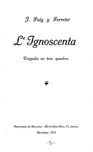 Cover of L'ignoscenta : $b Tragedia en tres quadros