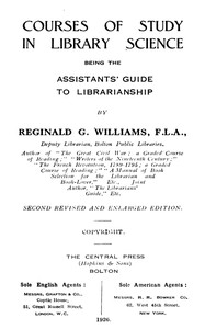 Cover of Courses of study in library science : $b being the assistants' guide to librarianship