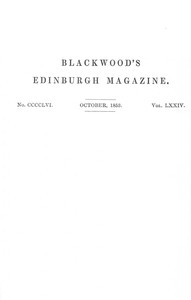 Cover of Blackwood's Edinburgh magazine, volume 456, no. 10, October 1853