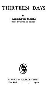 Cover of Thirteen days