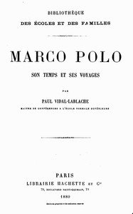 Cover of Marco Polo : $b son temps et ses voyages