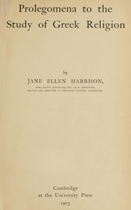 Cover of Prolegomena to the study of Greek religion