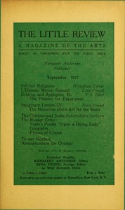 Cover of The Little Review, September 1917 (Vol. 4, No. 5)