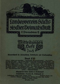 Cover of Landesverein Sächsischer Heimatschutz — Mitteilungen Band XVI, Heft 7–8 : $b Monatsschrift für Heimatschutz, Volkskunde und Denkmalpflege